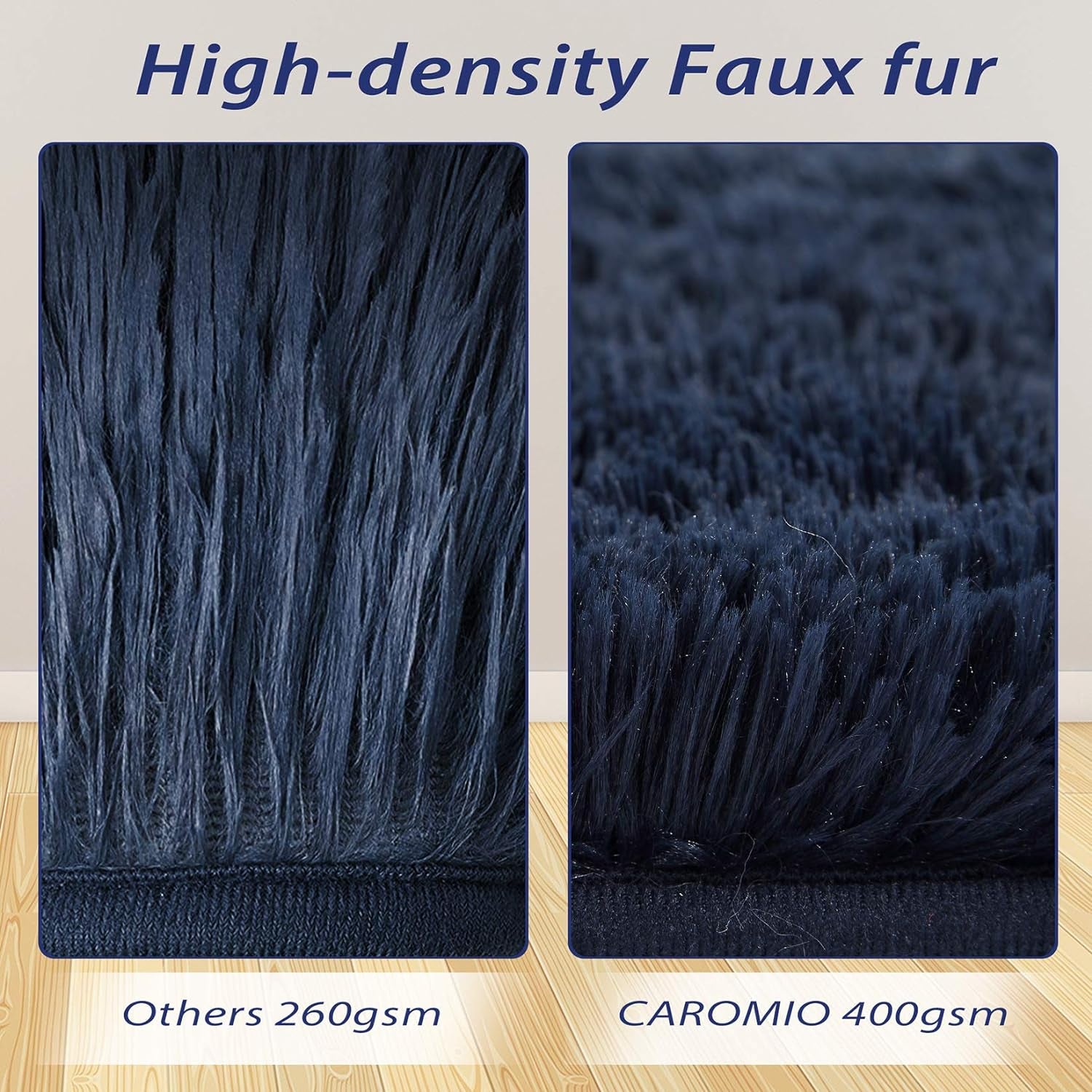 Fluffy Area Rug Soft Modern Plush Velvet Area Rug 5'X 8' Faux Shaggy Area Rug Indoor Accent Rug Home Decor Nursery Rug Carpets for Bedroom, Dark Navy, 5'X 8'