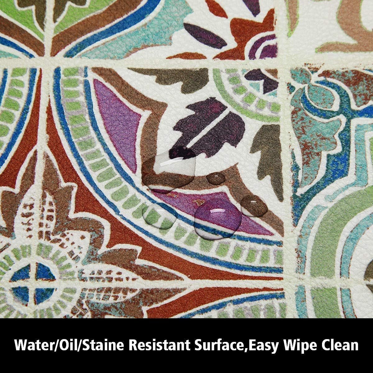 Bohemian Kitchen Rug Sets 2 Piece Non Skid Large Cushioned Kitchen Floor Mat Runner Set Waterproof Foam Rugs Floor Carpet for Sink Laundry Bathroom