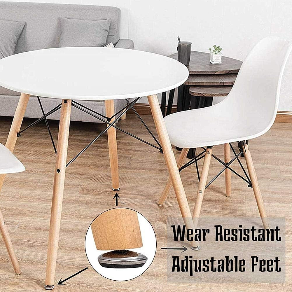 Round Table White Kitchen Dining Table White Dining Room Table Modern Style round Leisure Coffee Table Office Coference Desk with Wood Legs for Kitchen Living Room (Round Table White)