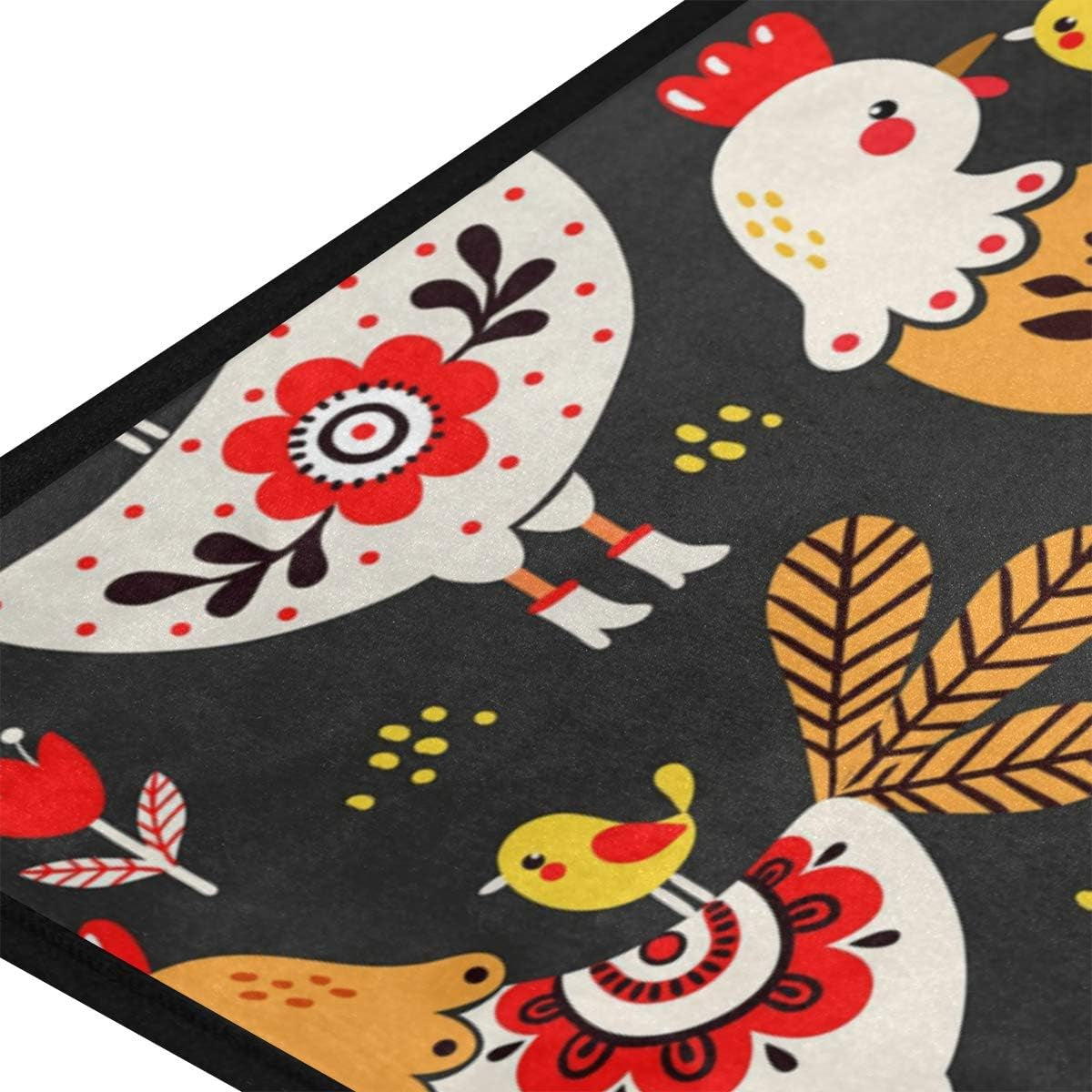 Kitchen Mat Cute Rooster Chickens Kitchen Rug Mat Anti-Fatigue Comfort Floor Mat Non Slip Oil Stain Resistant Easy to Clean Kitchen Rug Bath Rug Carpet for Indoor Outdoor Doormat