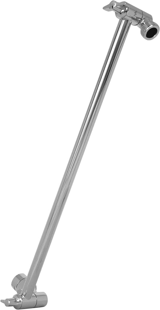 Shower Head Extension Arm - 16" Solid Brass Shower Arm Extension with Universal Connection to Showerheads - Easily Adjustable Shower Arm for Rain Showerheads (Luxury Polished Chrome)