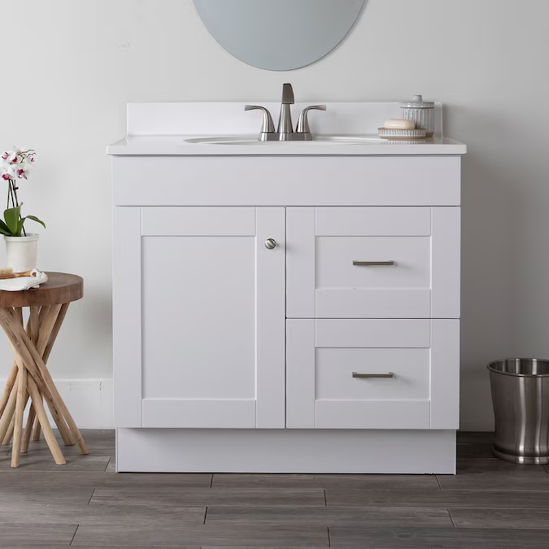 36-In White Bathroom Vanity Base Cabinet without Top