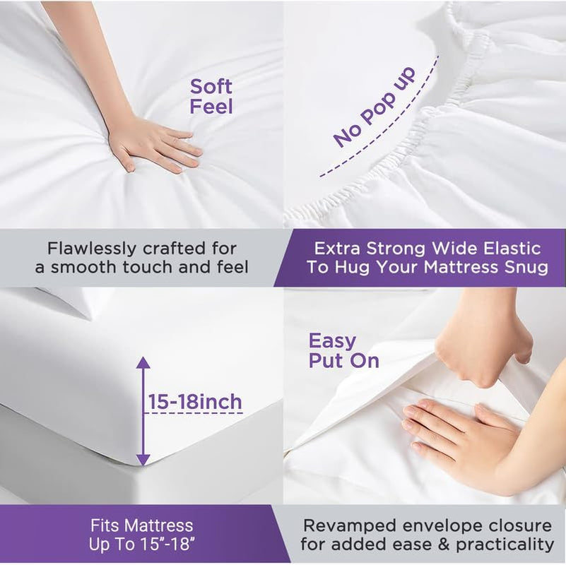 Luxury 100% Egyptian Cotton Bed Sheets - 1000 Thread Count 4-Piece King Sheets Set, Long Staple Cotton Bedding Sheets, Sateen Weave, Hotel Sheets, Fits Upto 18" Mattress - Bright White