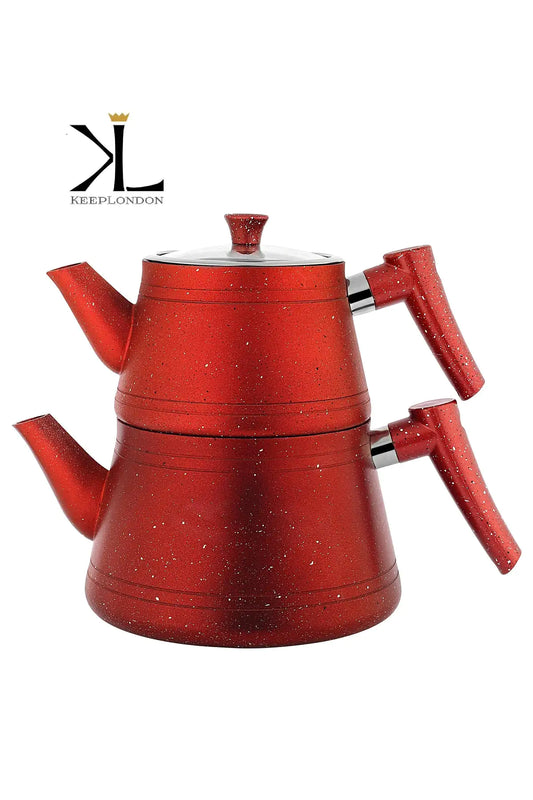 Keep Lonfon Kitchen Cooker Serisi Orta Boy Joyful Red Kırmızı Granit Çaydanlık