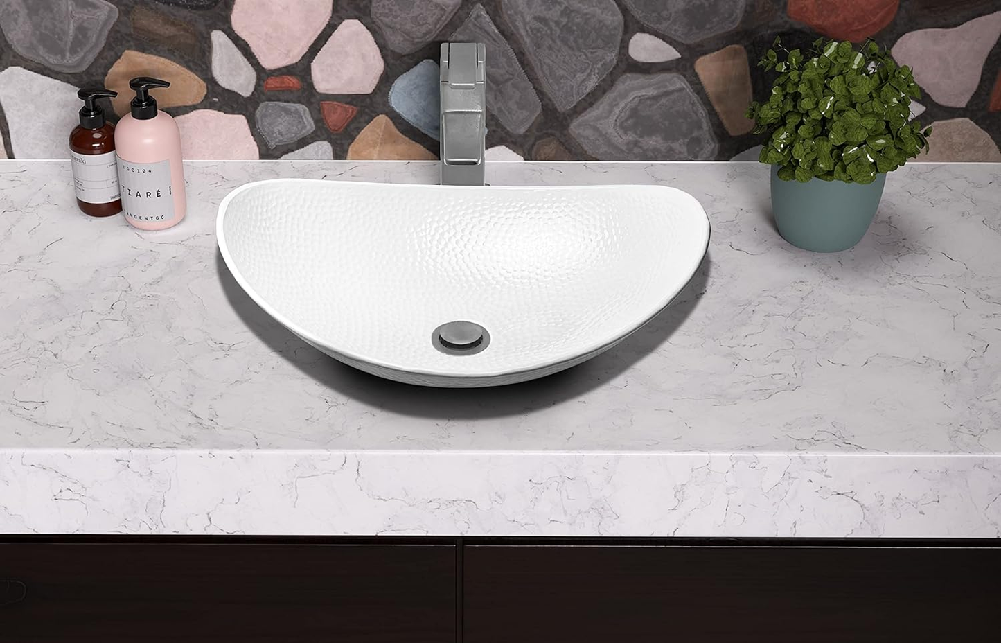 19086 Hand Hammered Classic White Harbor Vessel Bathroom