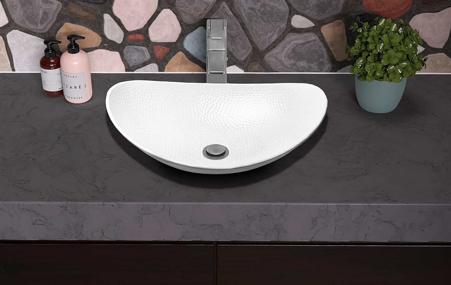 19086 Hand Hammered Classic White Harbor Vessel Bathroom