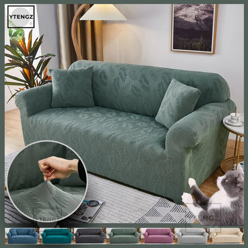 Jacquard Water Resistant Sofa Cover Sofa Slipcover Elastic Plain Color Sofa Covers for Living Room 1/2/3/4 Places