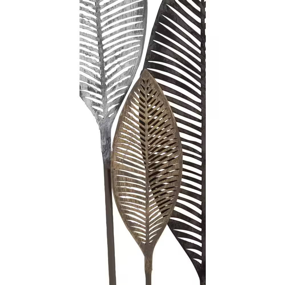 59 In. X 37 In. Metal Bronze Tall Cut-Out Leaf Wall Decor with Intricate Laser Cut Designs