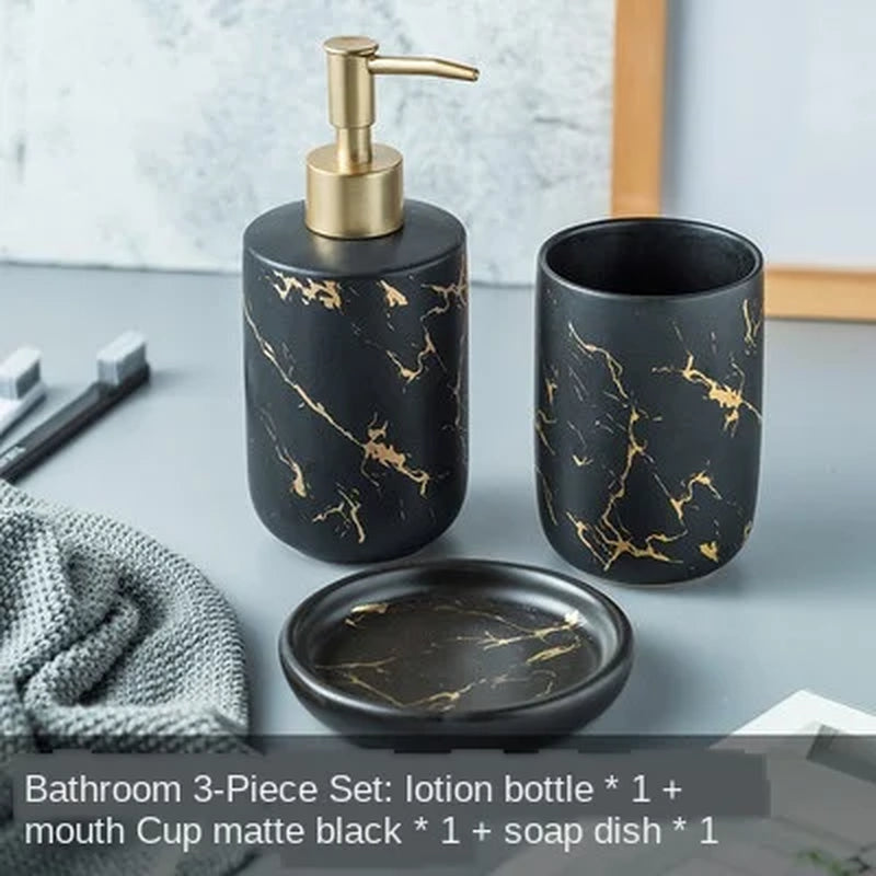 Resin Bathroom Accessories Emulsion Bottle High-Grade Wash Gargle Cup Toothbrush Suit Banyo Aksesuarlari Soap Dish Washing Set