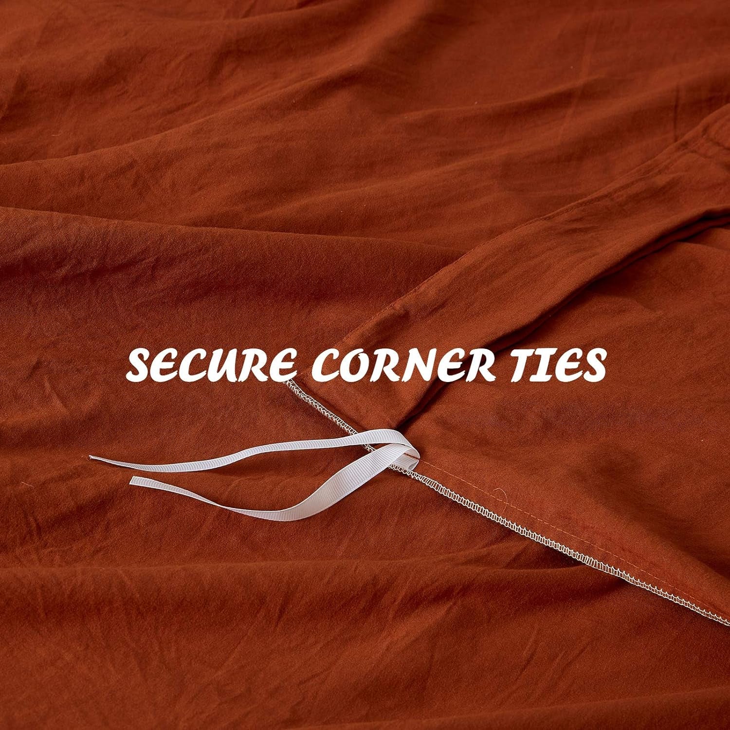 Burnt Orange Duvet Cover Sets Queen Size 3 Piece Double Brushed Microfiber Queen Duvet Cover with Button Closure & Corner Tie 1 Breathable and Soft Duvet Cover 90X90 Inches + 2 Pillow Shams