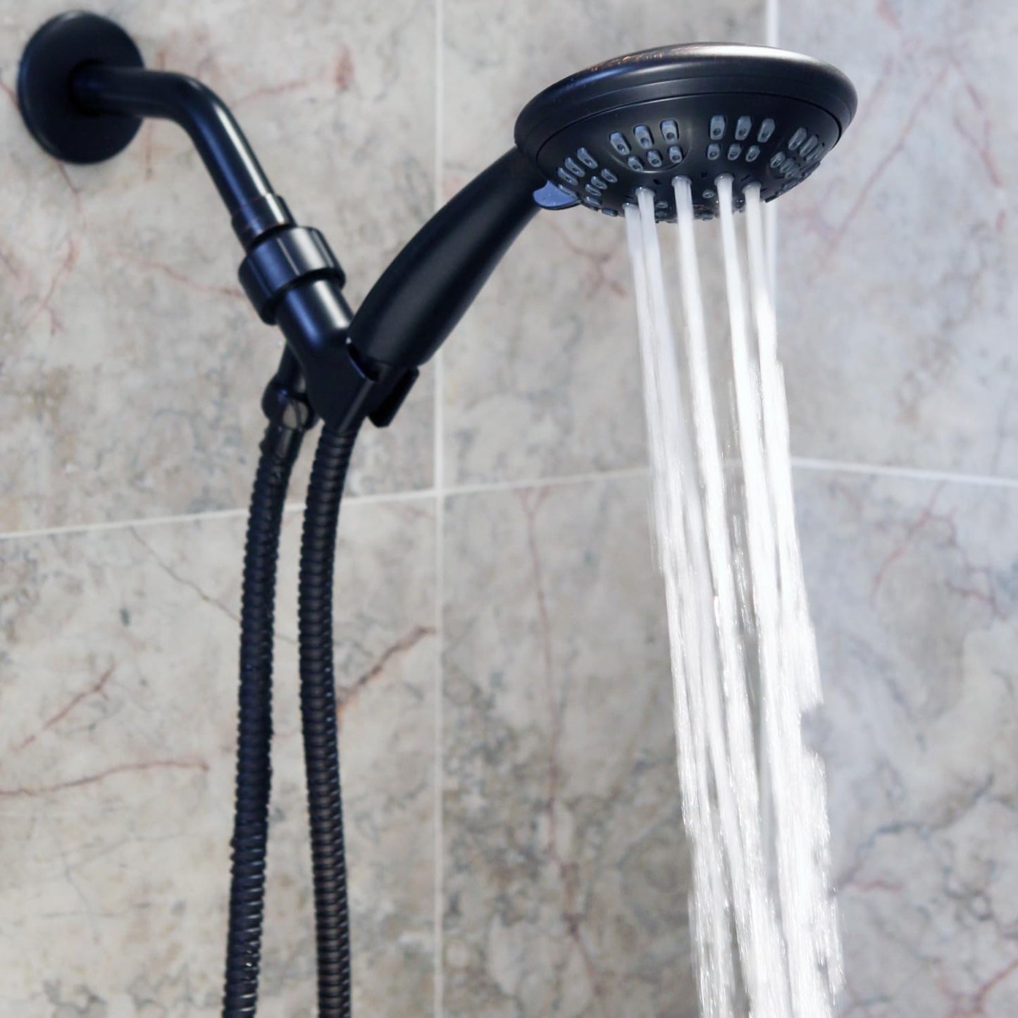 6 Function Handheld Shower Head Kit - High Pressure, Removable Hand Held Showerhead with Hose & Mount and Adjustable Rainfall Spray, 2.5 GPM - Oil-Rubbed Bronze