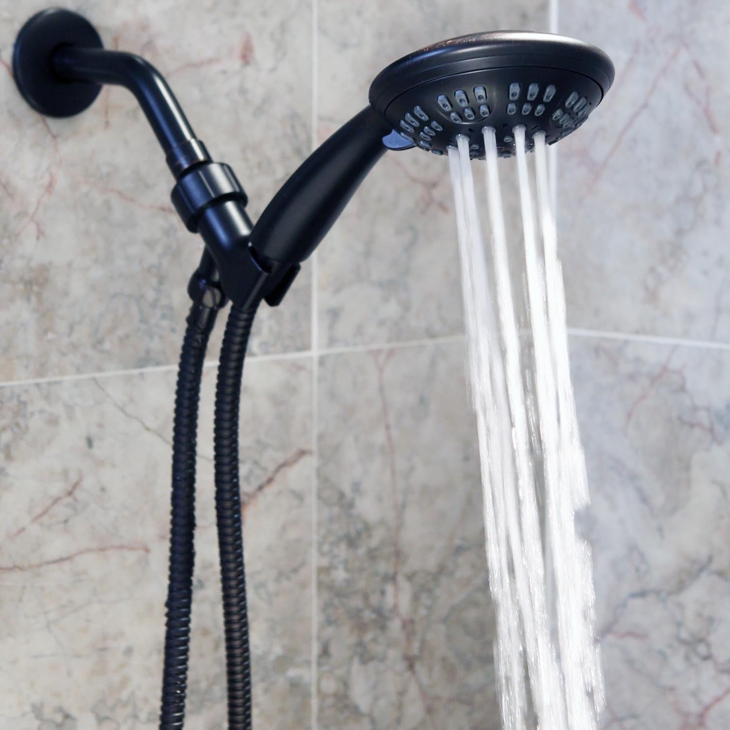 6 Function Handheld Shower Head Kit - High Pressure, Removable Hand Held Showerhead with Hose & Mount and Adjustable Rainfall Spray, 2.5 GPM - Oil-Rubbed Bronze