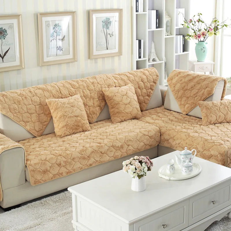 Modern Brief Winter Warm Plush Sofa Covers Couch Covers for Sofas Furniture Sofa Slipcovers Placemat Furniture Protector Textile