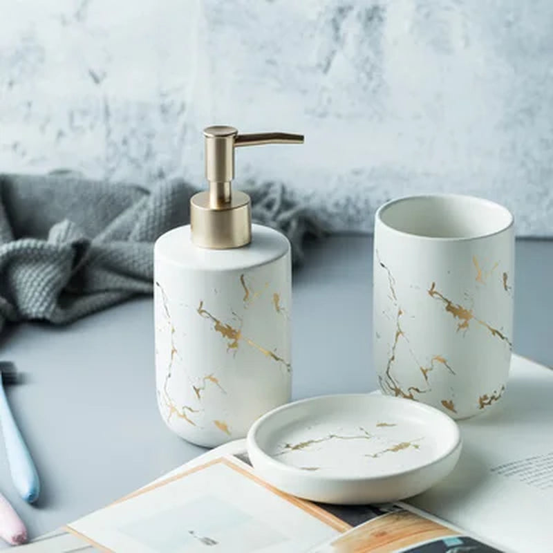 Resin Bathroom Accessories Emulsion Bottle High-Grade Wash Gargle Cup Toothbrush Suit Banyo Aksesuarlari Soap Dish Washing Set