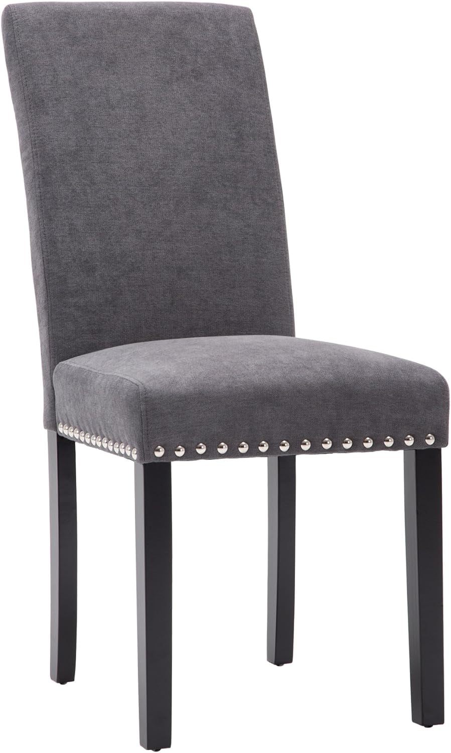Dining Chair Upholstered Fabric Dining Chairs with Copper Nails,Set of 4,Grey