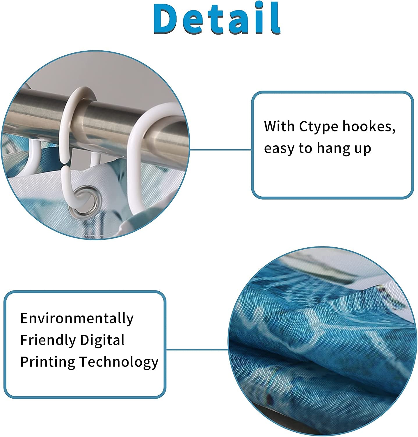 Nautical Blue Sea Bathroom Sets with Shower Curtain and Rugs and Accessories, Ocean Turtle Shower Curtain Sets with 12 Hooks, Bath Mat Set Bathroom Decor by Durable Waterproof Fabric