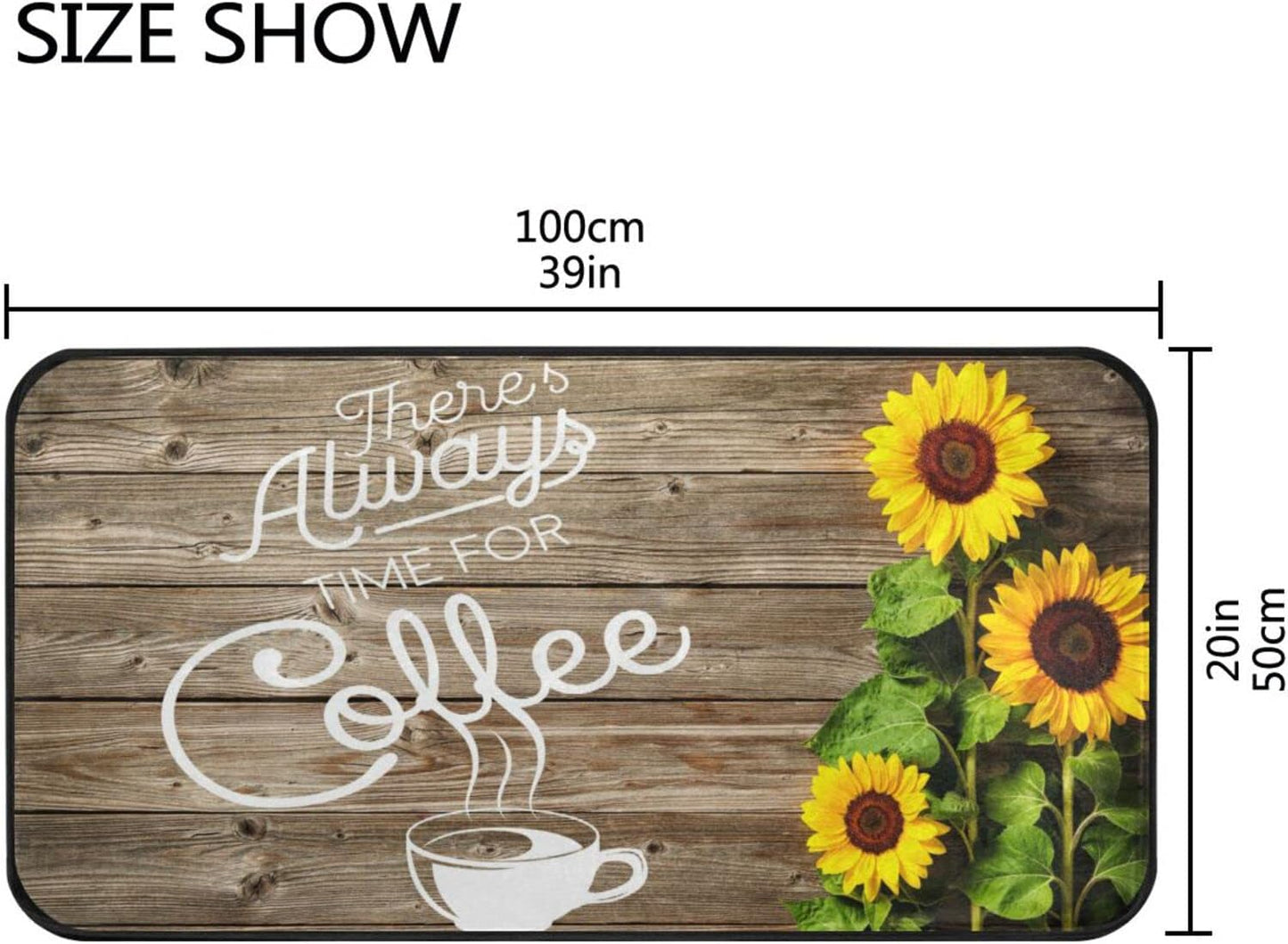 Sunflower Kitchen Rug Mat, Non Slip Anti-Fatigue Floor Mat, Kitchen Bath Rug Doormat Carpet for Kitchen, Floor Home, Office, Sink, Laundry 39 X 20 Inch