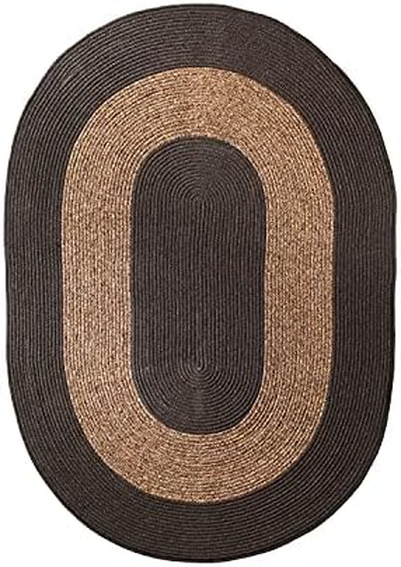 Farmhouse Style Bordered Braided 60" X 84" Area Rug - Brown