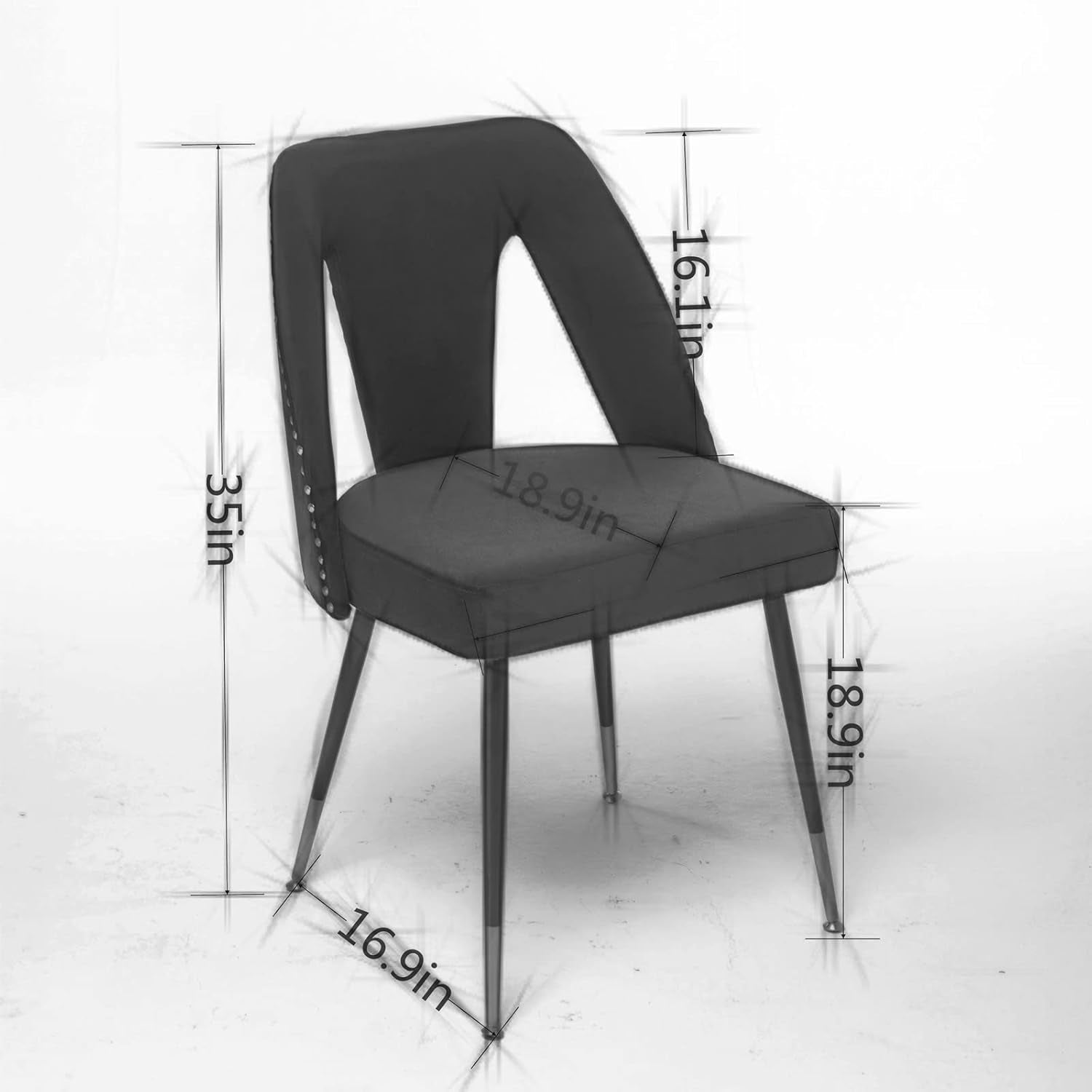Upholstered Dining Chair with Nailheads and Gold Tipped Black Metal Legs,Velvet Dining Side Chair Vanity Chairs Living Dining Room Accent Arm Chairs for Kitchen Dining Room (1 Pcs,Beige)
