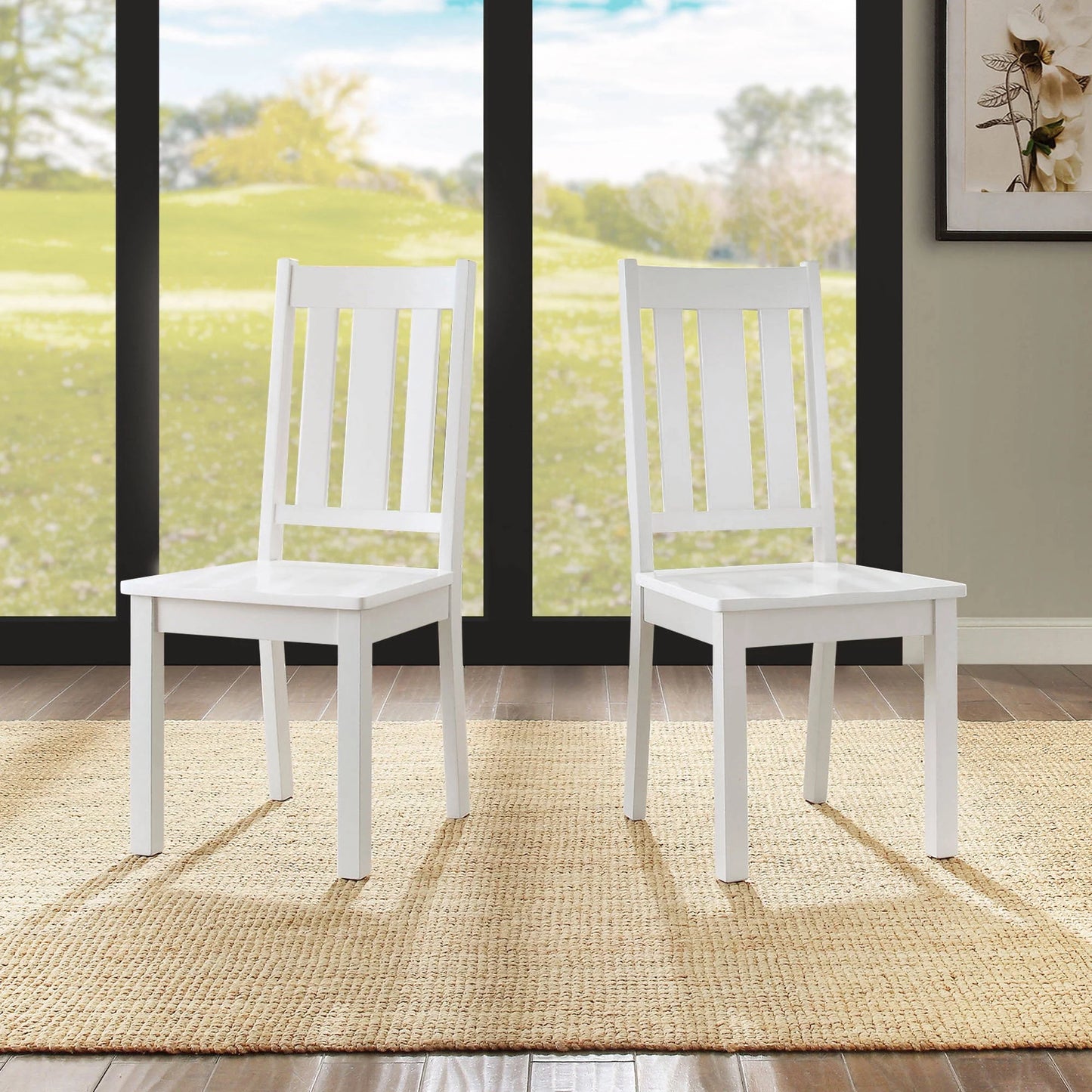 Bankston Wood Dining Chair, Set of 2, White, Indoor