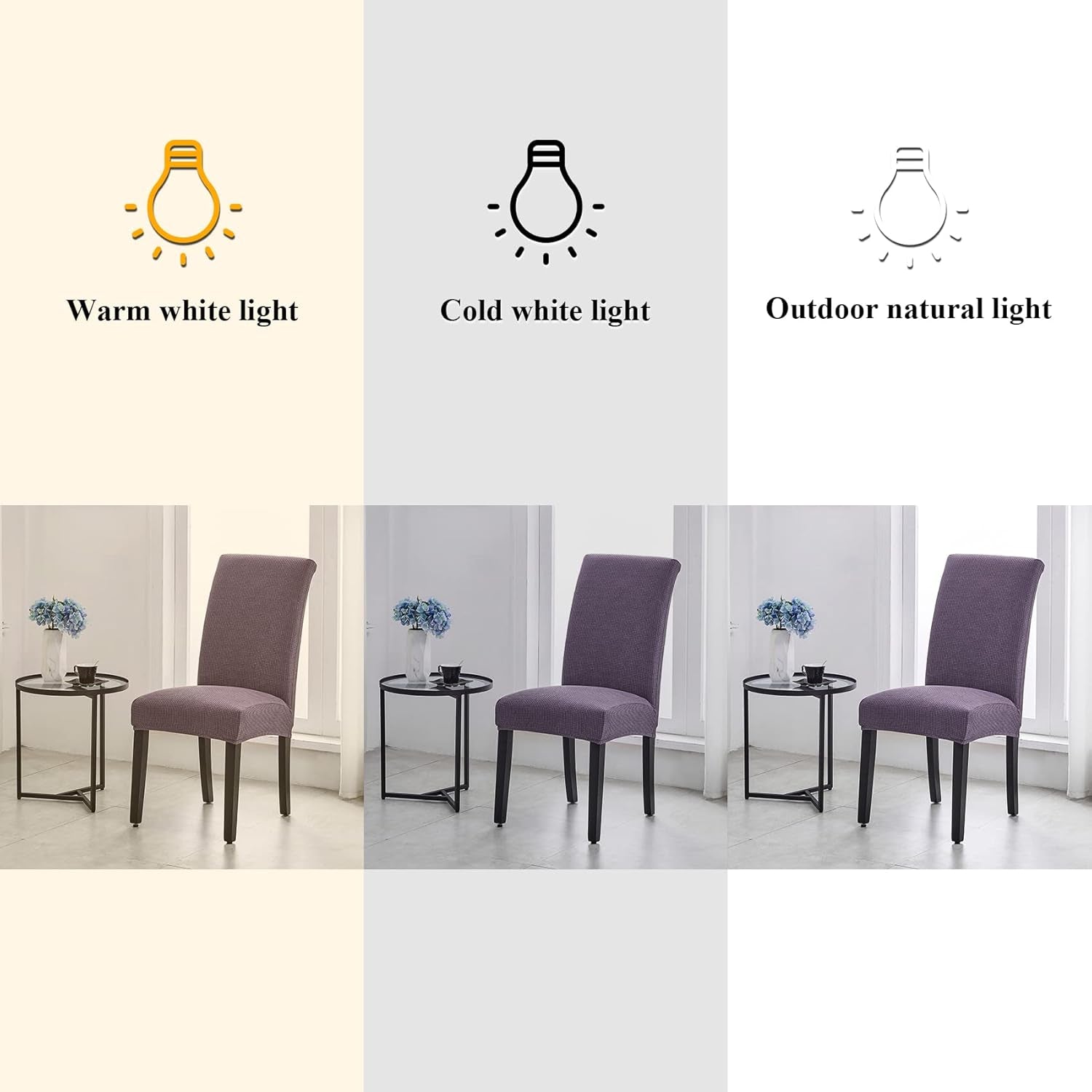 Chair Covers for Dining Room Set of 2, Dining Chair Slipcovers Stretch Dining Room Chair Covers Seat Protector,Washable Parsons Chair Cover for Home,Hotel(Grapeade,2 Pack)