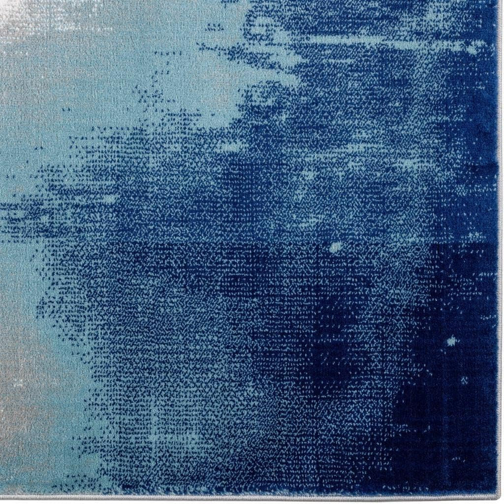 Victoria Collection Blue 9X12 Modern Distressed Abstract Polypropylene Area Rug