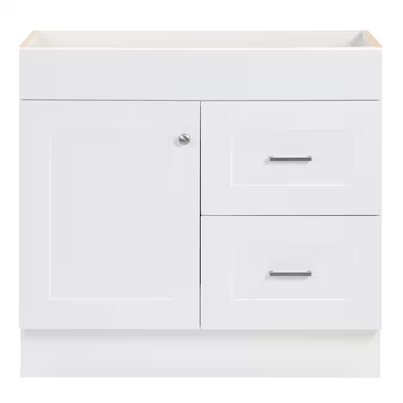 36-In White Bathroom Vanity Base Cabinet without Top
