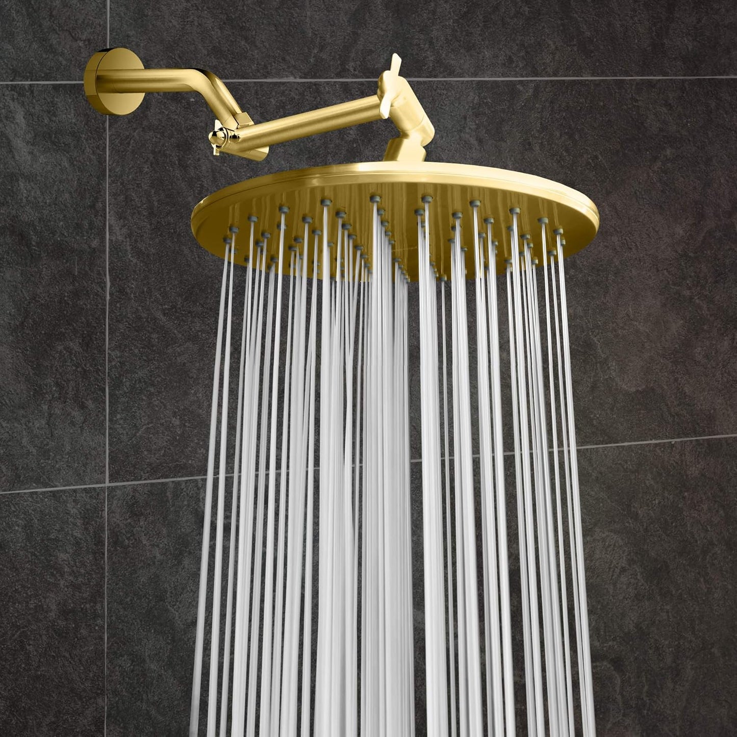 Luxury Spa Series: Imperialshine Gold Rain Shower Head, 9-Inch round Rain Showerhead with 360 Tilt, Experience Rainfall with MAXX Comfort and Elegance (Polished Brass/Imperialshine Gold)