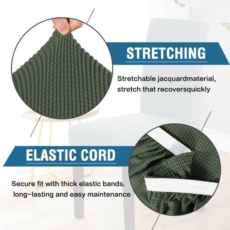 Stretch Dining Chair Covers Set of 2 Chair Covers for Dining Room Parsons Chair Slipcover Chair Protectors Covers Dining, Feature Textured Checked Jacquard Fabric, Bronze Green