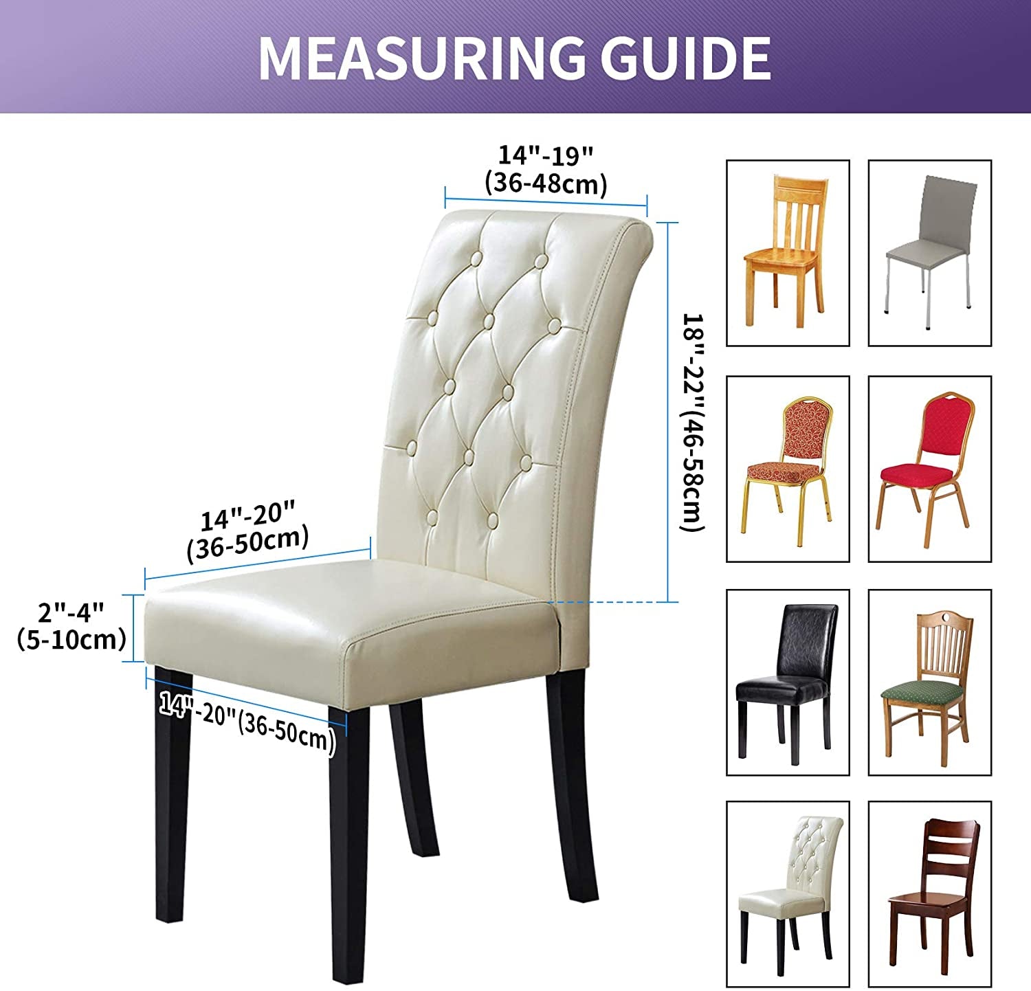 Chair Covers for Dining Room Set of 2, Dining Chair Slipcovers Stretch Dining Room Chair Covers Seat Protector,Washable Parsons Chair Cover for Home,Hotel(Grapeade,2 Pack)