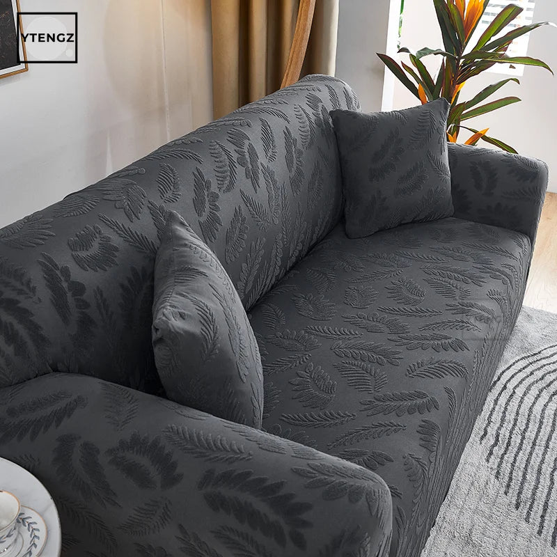 Jacquard Water Resistant Sofa Cover Sofa Slipcover Elastic Plain Color Sofa Covers for Living Room 1/2/3/4 Places