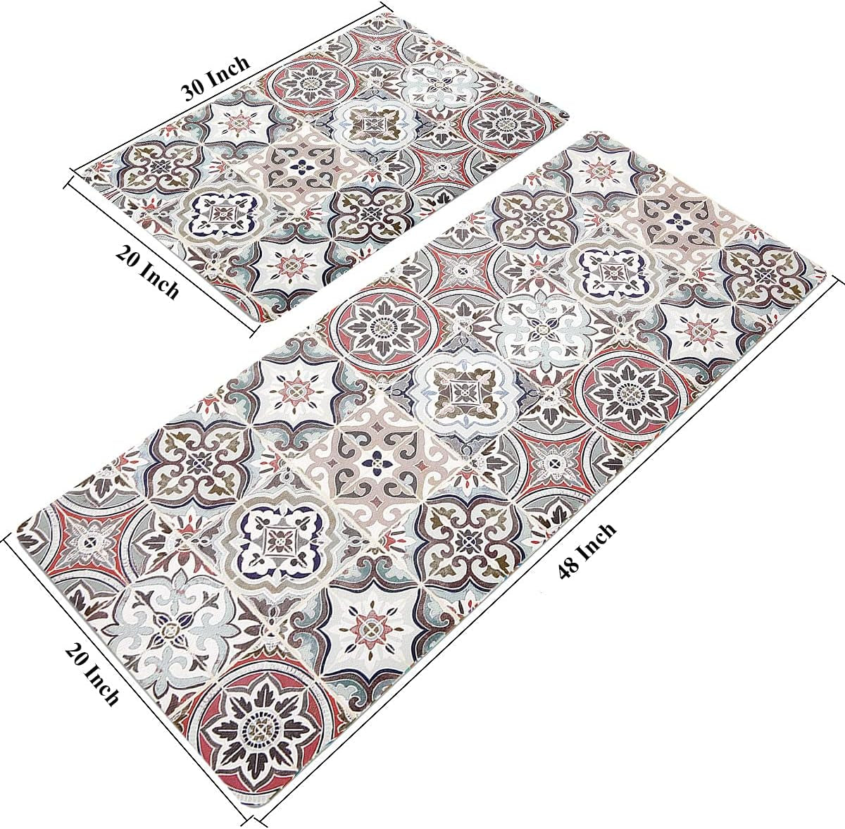 Bohemian Kitchen Rug Sets 2 Piece Non Skid Large Cushioned Kitchen Floor Mat Runner Set Waterproof Foam Rugs Floor Carpet for Sink Laundry Bathroom