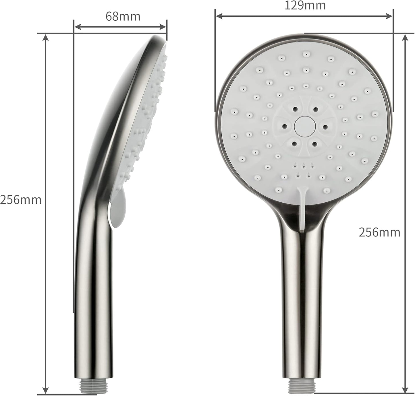 High Pressure Shower Head with Handheld 3 Settings - 5 Inch Handheld Rain Shower with Extra Shower Hose - Self-Cleaning Anti-Clogging Detachable Shower Head Sprayer Brushed Nickel