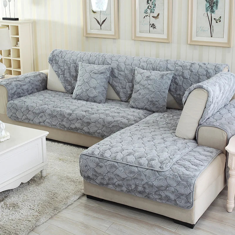 Modern Brief Winter Warm Plush Sofa Covers Couch Covers for Sofas Furniture Sofa Slipcovers Placemat Furniture Protector Textile