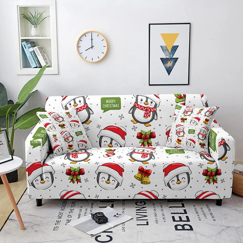 Christmas Sofa Covers for Living Room Sectional Corner Sofa Cover Elastic Couch Cover Slipcover Christmas Decor Sofa Cover