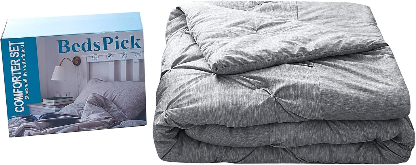 Full Size Comforter Set, (82"X86") Bedding Sets Cationic Dyeing, Pintuck Comforter & 2 Pillow Shams, Fluffy down Alternative Quilt, Double Bed Set All Season