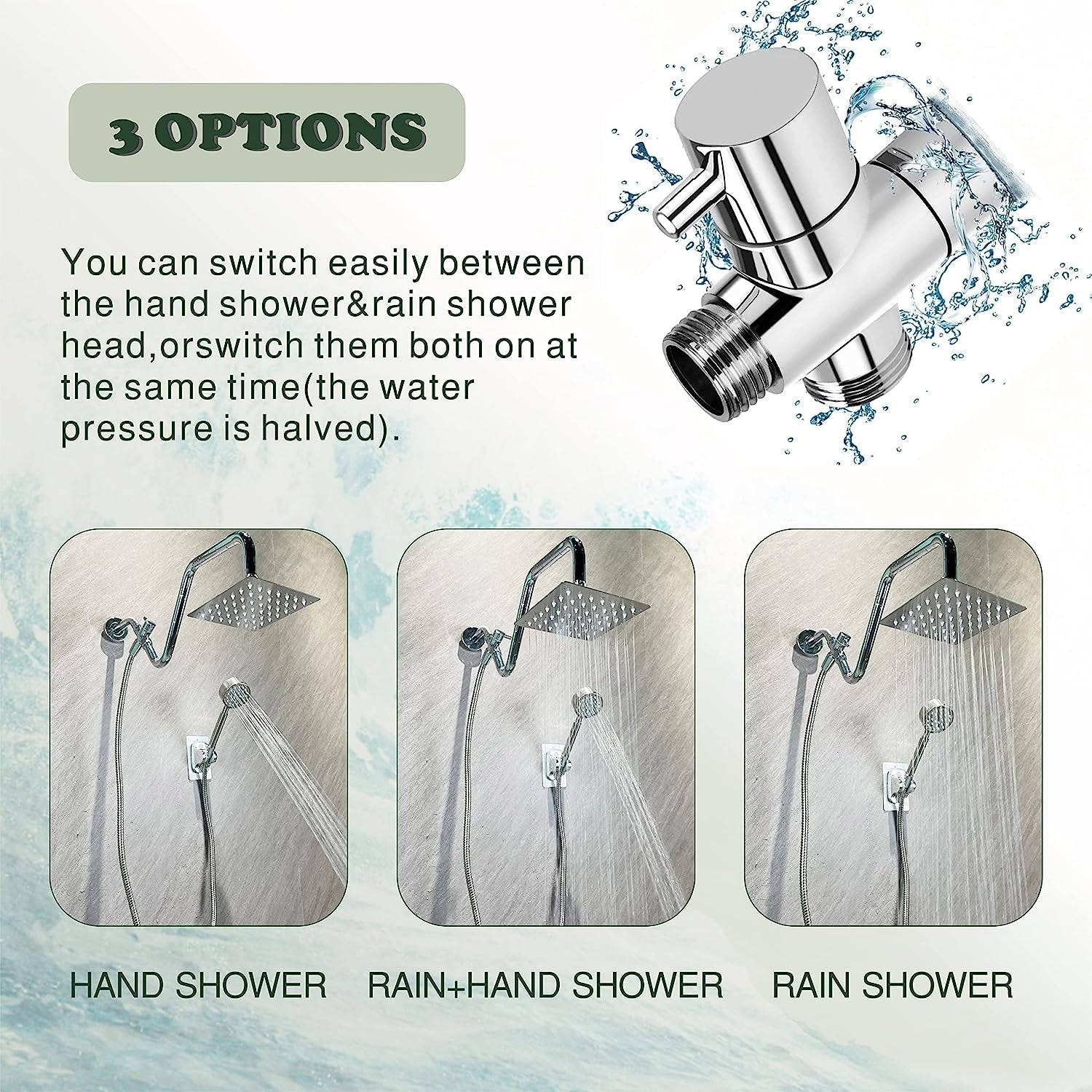 6"All Metal Shower Heads with Handheld,Luxurious Stainless Steel Shower Head,Metal Single Setting Handheld,With Extension Shower Arm