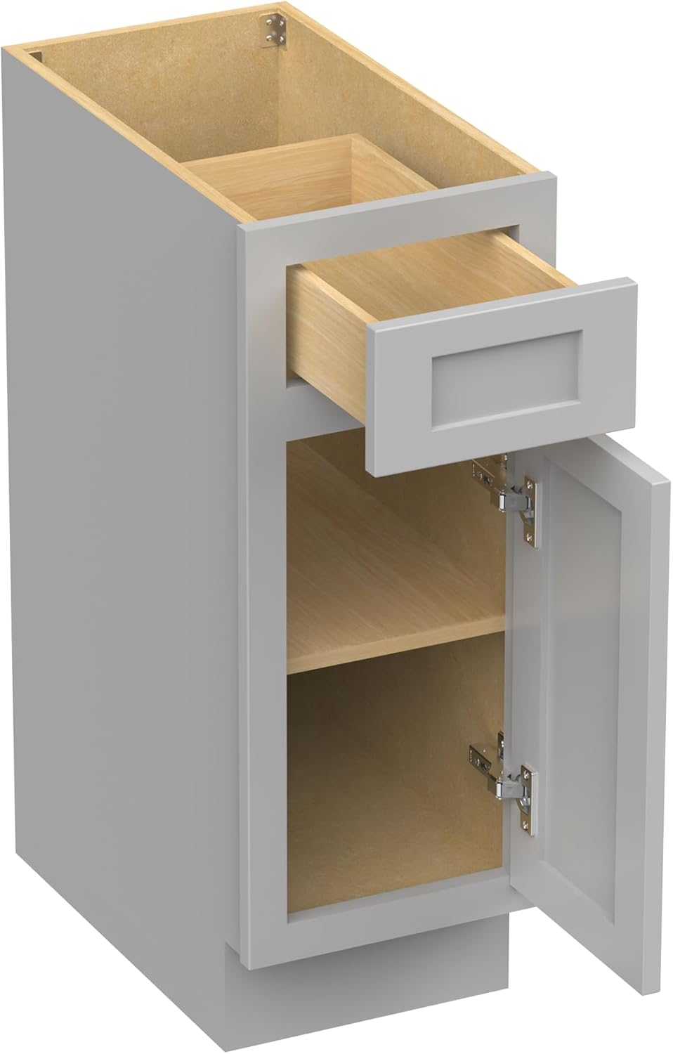 15 Inch Small Bathroom Vanity Cabinet with Soft Closing Drawer and Door, Single Door Right Offset Shaker Design Floor Mount Side Bathroom Organizers