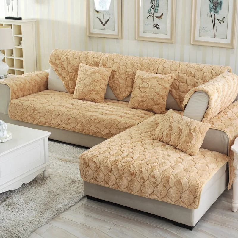 Modern Brief Winter Warm Plush Sofa Covers Couch Covers for Sofas Furniture Sofa Slipcovers Placemat Furniture Protector Textile