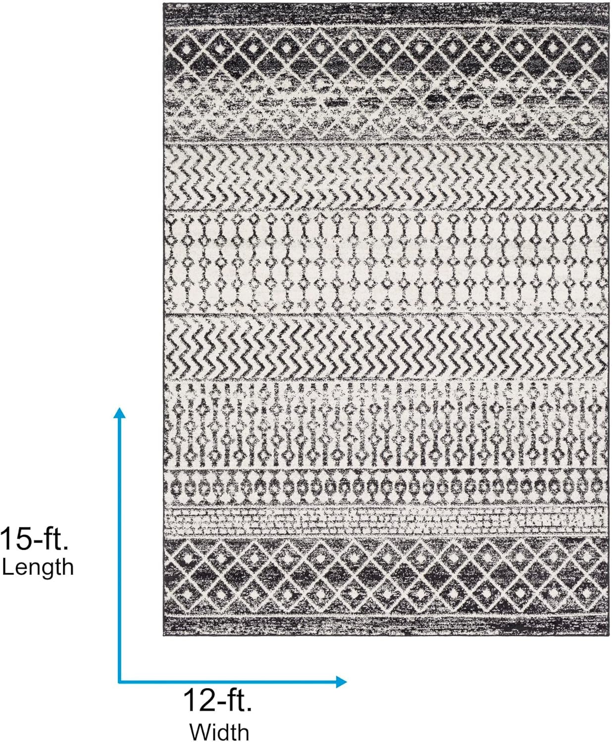 Chester Boho Moroccan Area Rug,12' X 15',Black