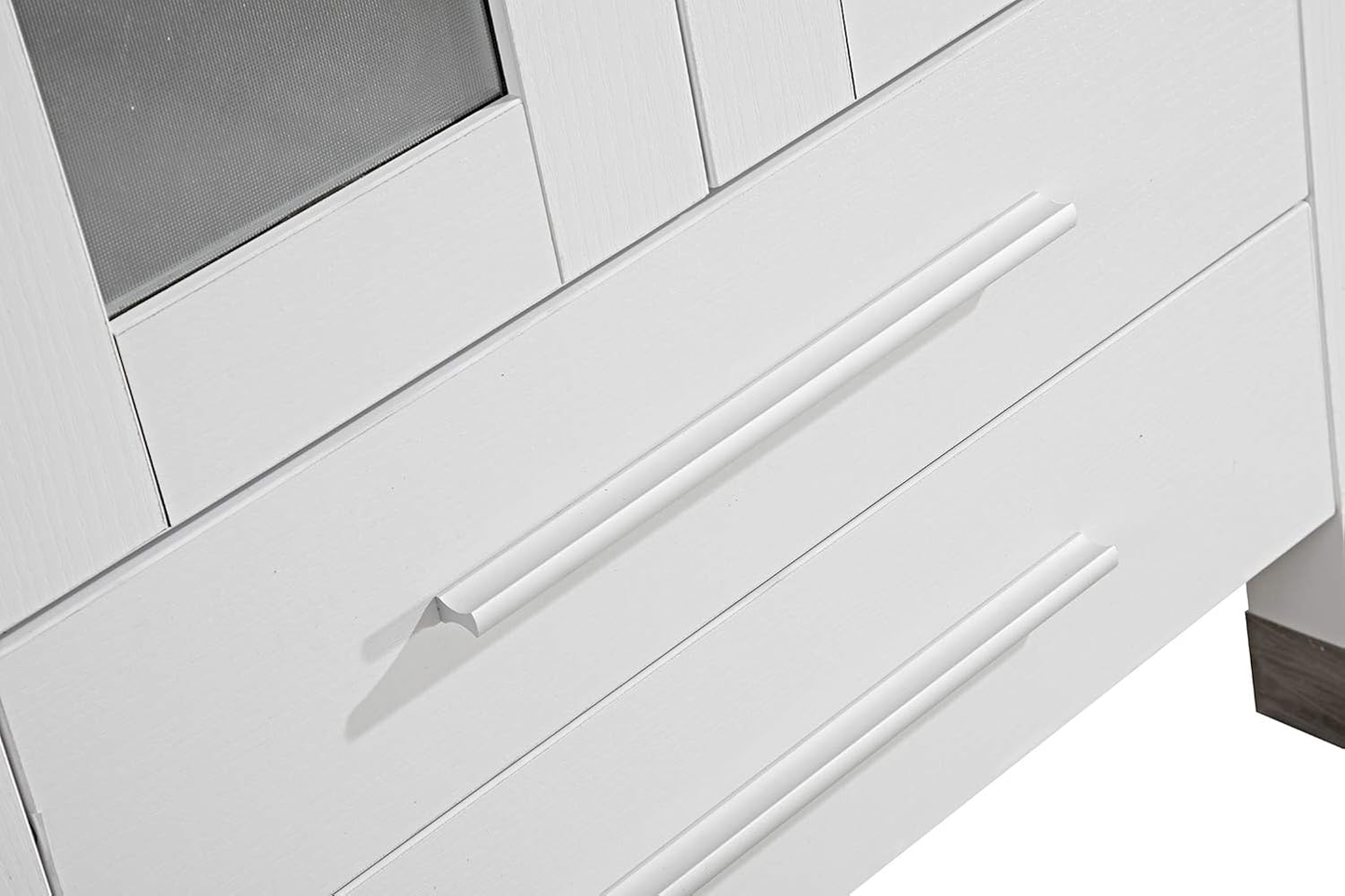 Modern 24" Bathroom Vanity Set - Cabinet with Ceramic Sink Top, Chrome Finished Faucet, Flexible Drain & Mirrors, White