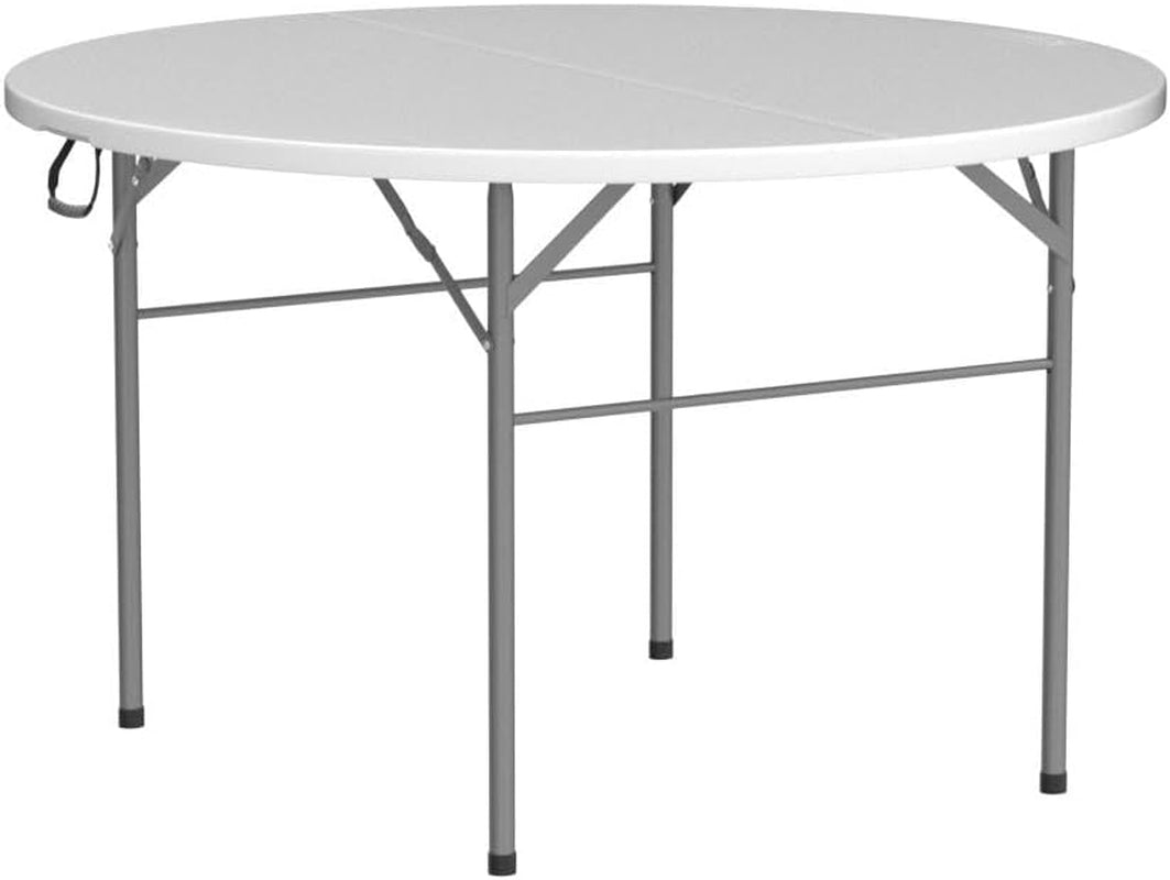48" round Bi-Folding Commercial Table, 4 Feet Portable Plastic Dining Card Table for Kitchen or Outdoor Party Wedding Event, 1-Pack