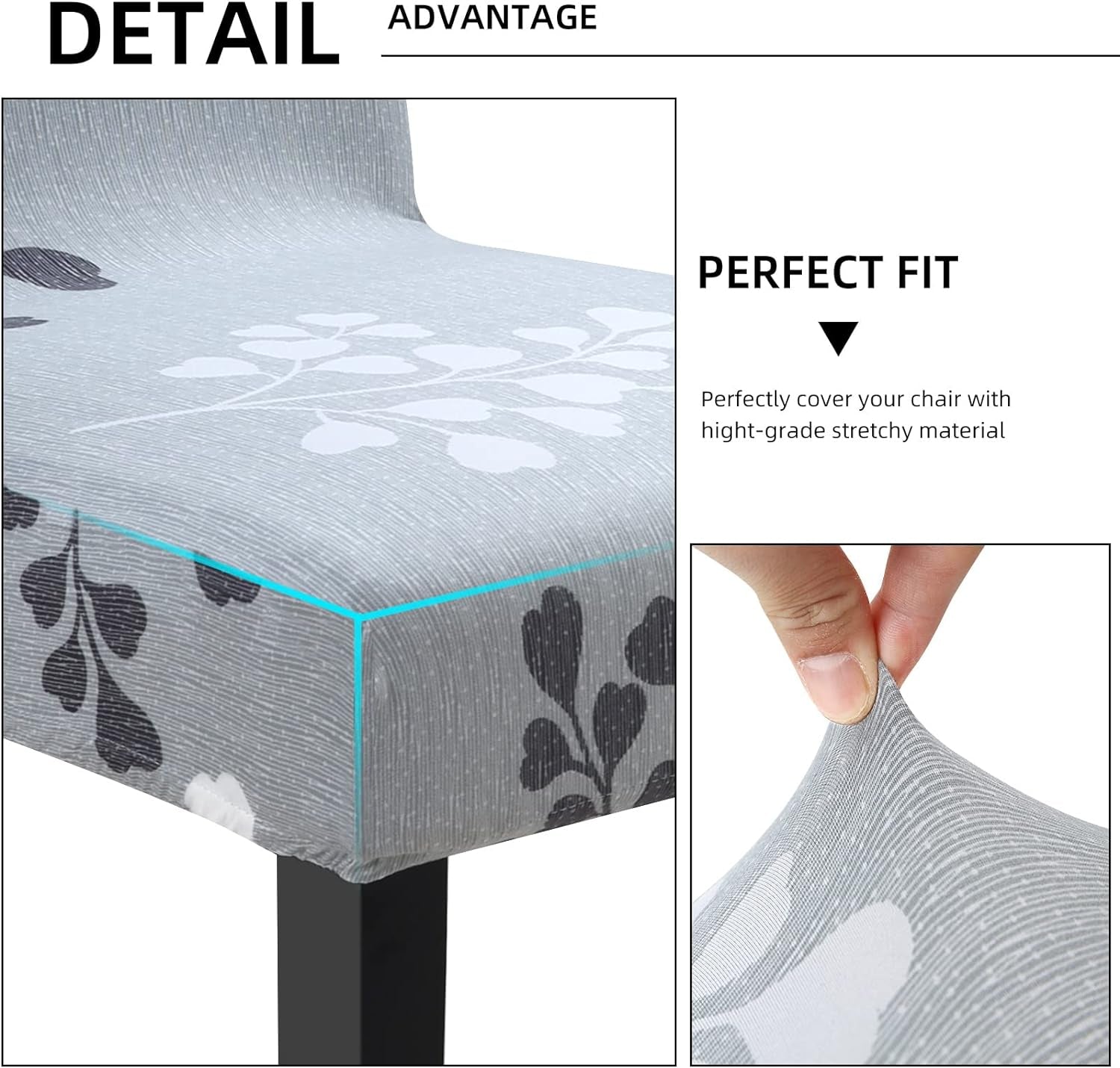 Stretch Dining Chair Covers Removable Washable Dining Room Chair Slipcovers Spandex Chair Slipcover Chair Covers for Dining Room (Gray-Black, 4)