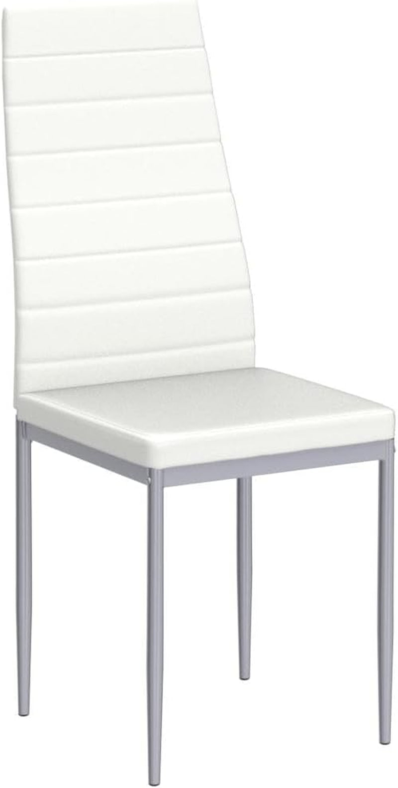 PU Leather Dining Chairs Set of 4, Upholstered Side Chairs W/Ergonomic High Backrest & Steel Frame, Dining Side Chairs for Kitchen, Dining Room, Restaurant (White)
