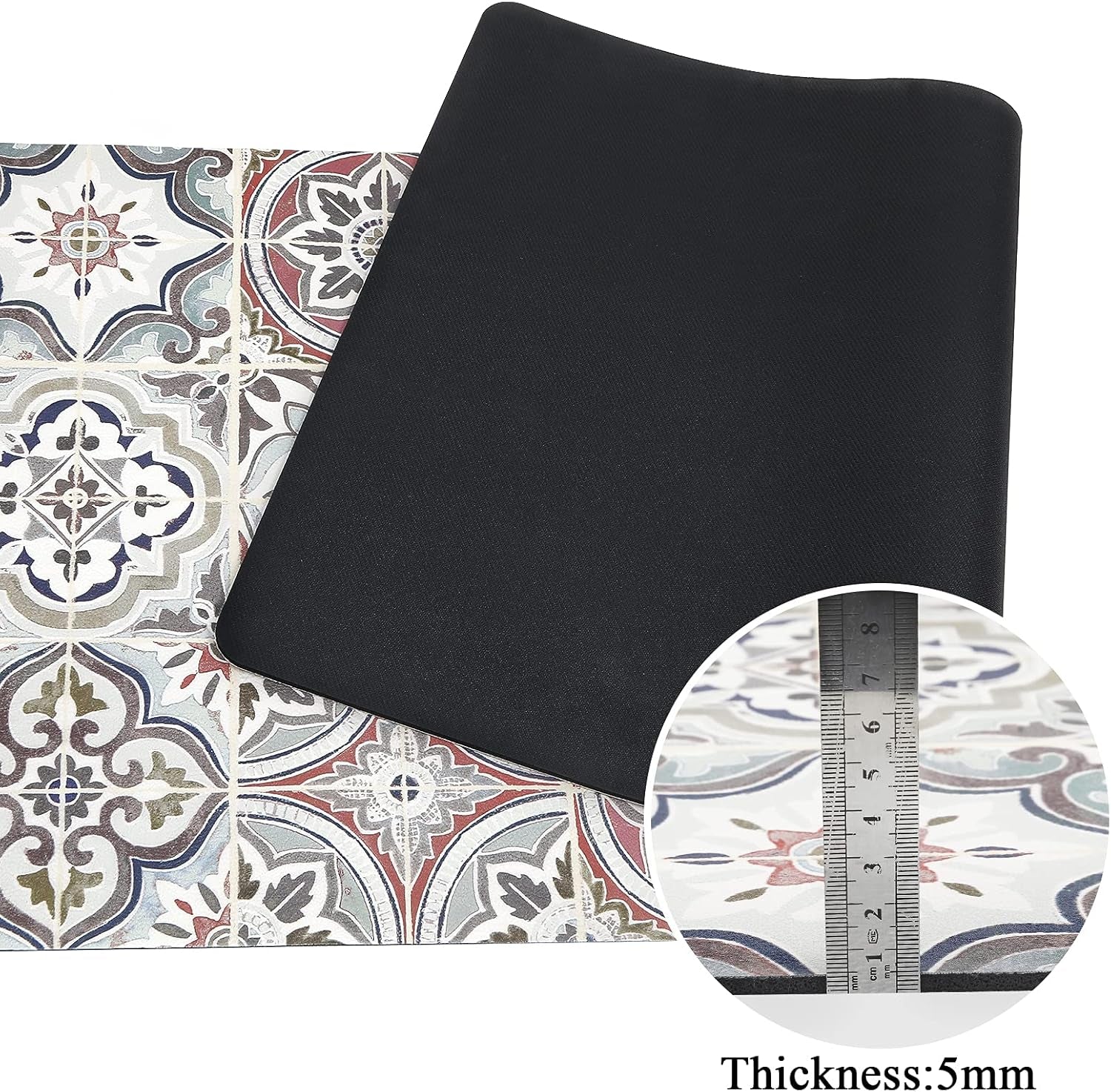Bohemian Kitchen Rug Sets 2 Piece Non Skid Large Cushioned Kitchen Floor Mat Runner Set Waterproof Foam Rugs Floor Carpet for Sink Laundry Bathroom