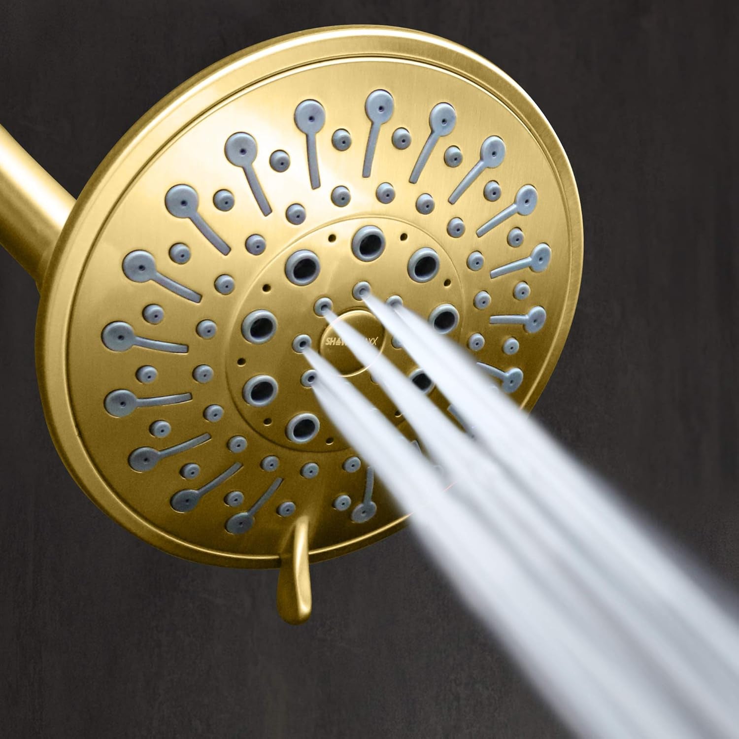Luxury Spa: Imperialshine Gold Shower Head, 5 Inch 6 Spray Adjustable High Pressure Showerhead with 360 Degree Tilt, Experience Comfort and Elegance (Polished Brass/Imperialshine Gold)