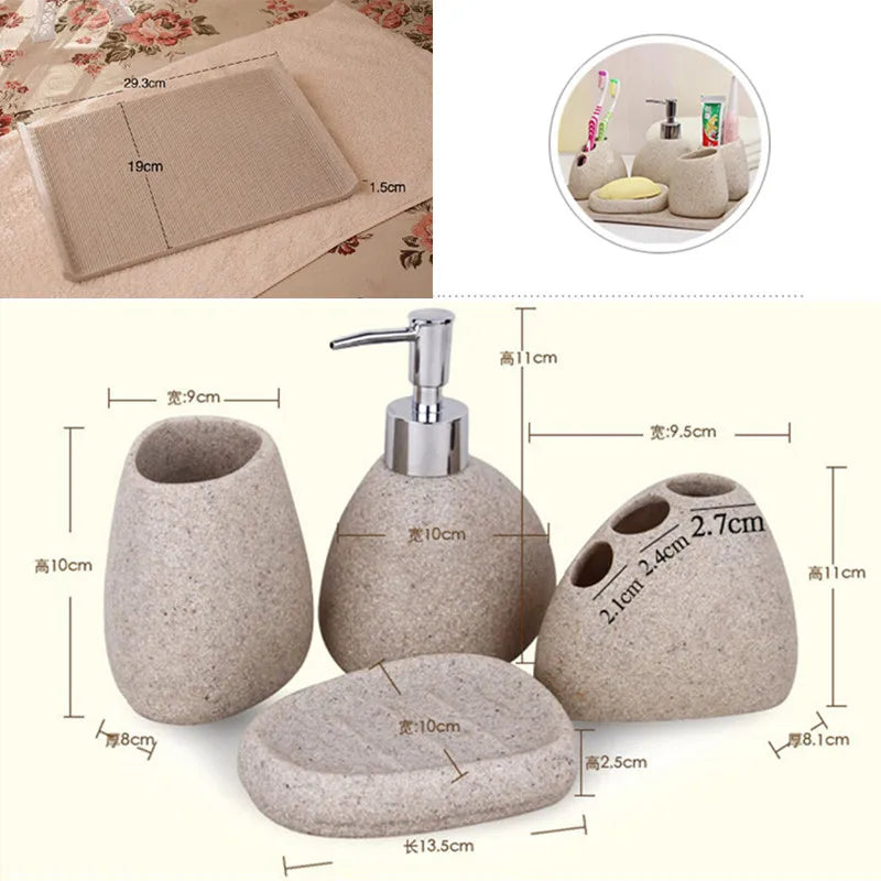 Resin Bathroom Accessories Emulsion Bottle High-Grade Wash Gargle Cup Toothbrush Suit Banyo Aksesuarlari Soap Dish Washing Set