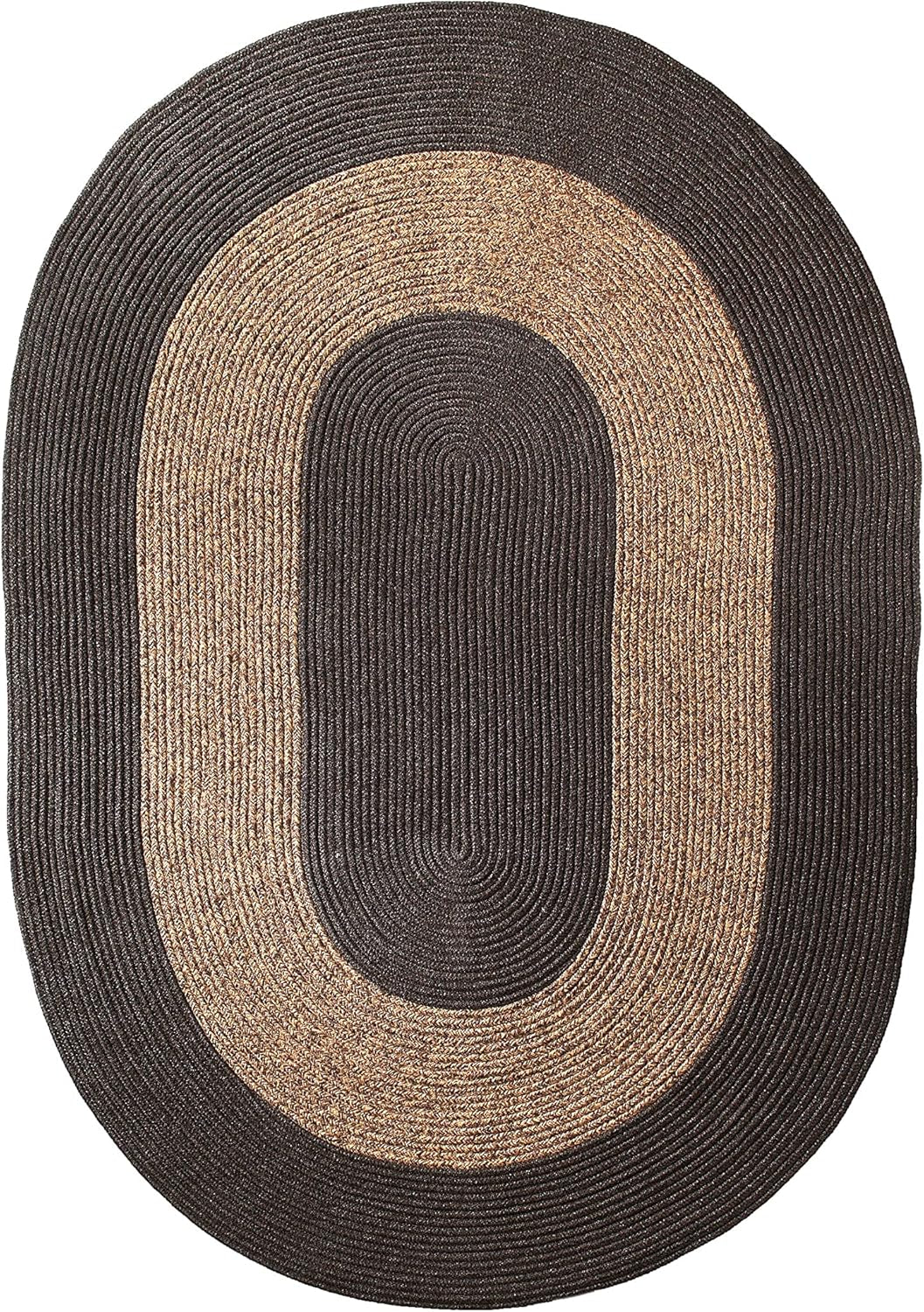Farmhouse Style Bordered Braided 60" X 84" Area Rug - Brown