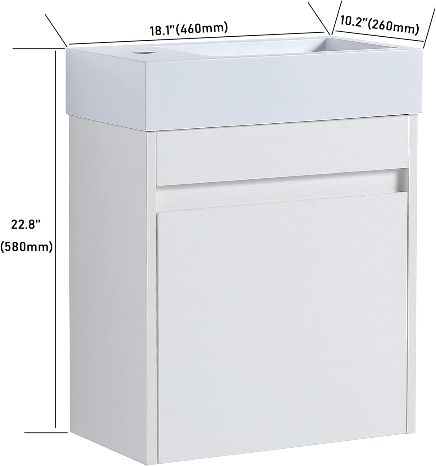 18" Bathroom Vanity with Sink, 18 Inch Floating Bathroom Vanity for Small Space, Single Sink Bathroom Vanity Combo, Modern Bathroom Vanity,