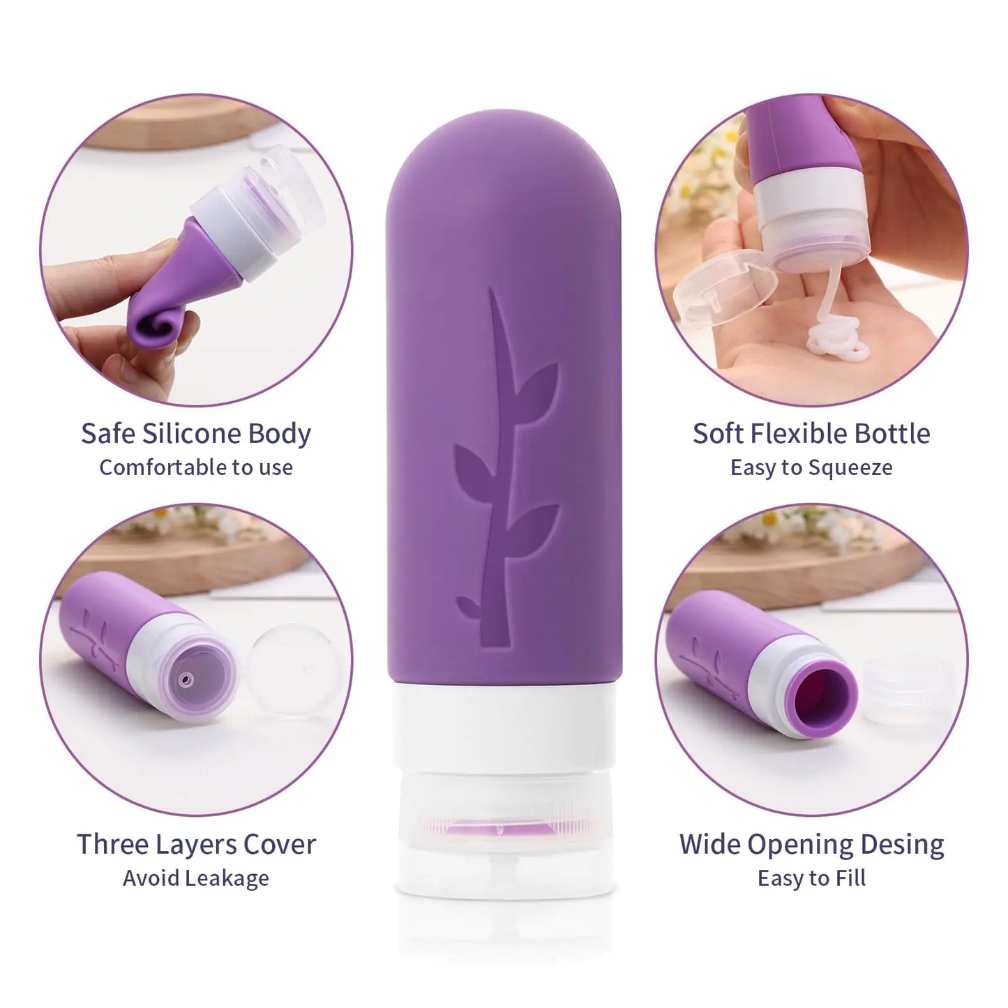 Travel Containers for Toiletries, 18pack TSA Approved Travel Size Containers for Toiletries,travel bottles for Toiletries,travel Jars or Personal Travel Essentials Purple